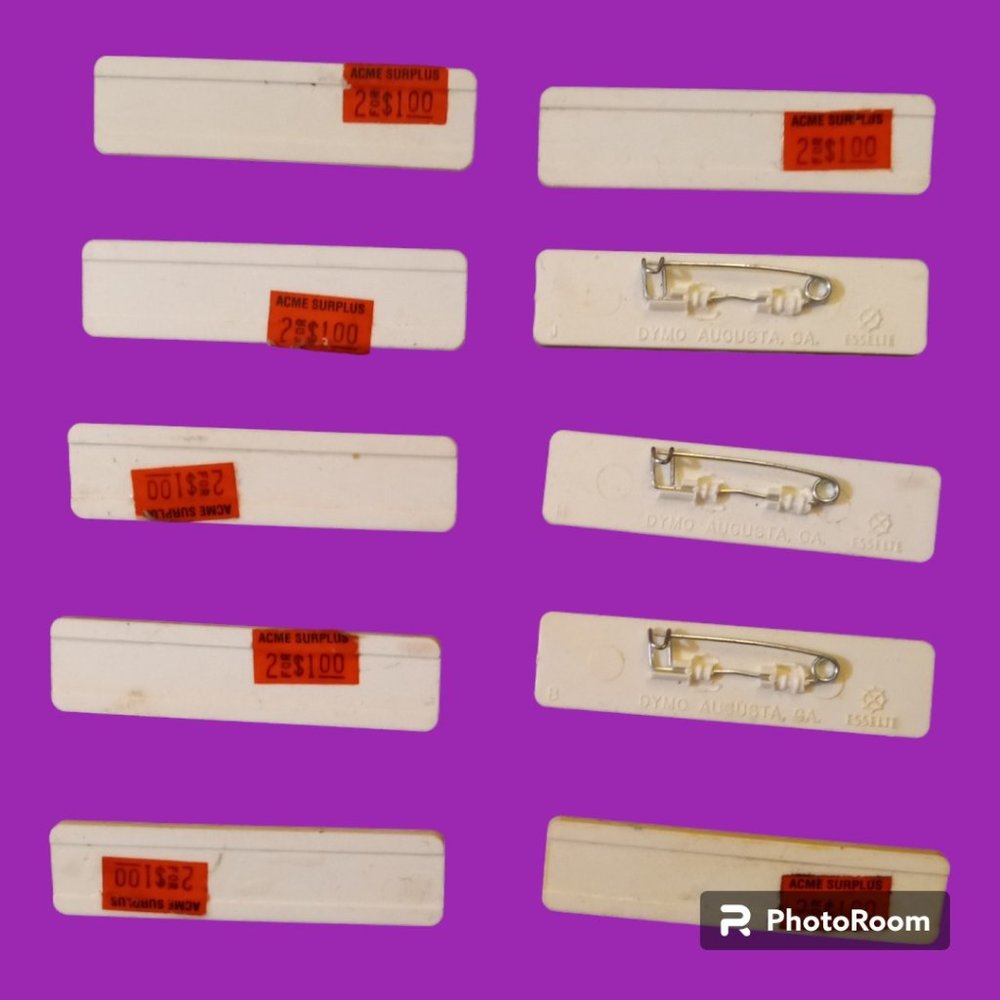 NEW OLD STOCK - VTG DYMO Plastic Name Tags - Reusable Lot of 10